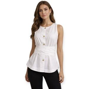 Aritzia Wilfred Sleeveless Blouse with Wrap Belt in White Size Medium